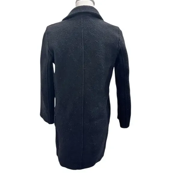 J. Crew Black Daphne Italian Boiled Wool Top Coat Sz 2 Old Money Preppy Heritage - Picture 3 of 12